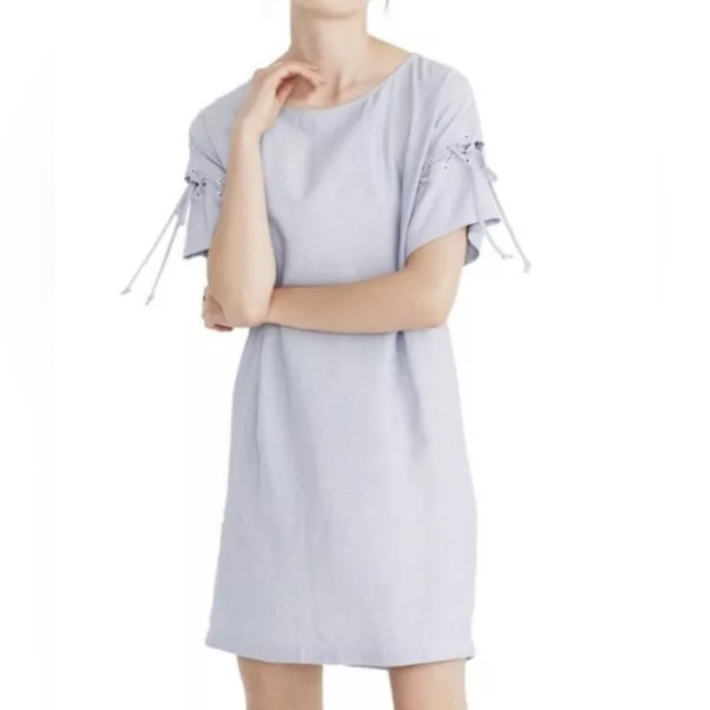 NWT Madewell Stripe Lace-up Sleeve Shirtdress In Soft Twilight G7803‎ Size XXS
